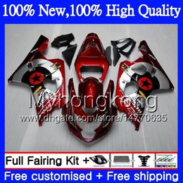 Dark red star Body Motorcycle For SUZUKI GSXR 750 GSX R600 K4 GSXR 600 04 05 24MY GSX-R750 GSX-R600 GSXR750 04 05 GSXR600 2004 2005 Fairing