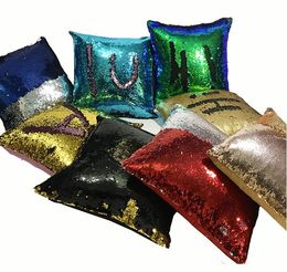 Two-color Sequins Pillow Case Mermaid Pillow Covers Home Sofa Car Decor Cushion 31 Style Free Shipping 40*40cm