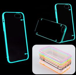 For iPhone 6 6S Plus TPU Case Luminous Transparent Thin Crystal Clear Hard PC Cover For iPhone5 5S 4 4S Cases