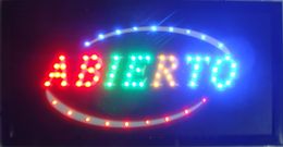 Hot selling customerized Animated LED ABIERTO SIGN BOARD neon light eye-catching slogans SIZE 19x10" Free Shipping