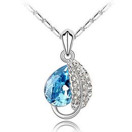 -Moda collana di cristallo austriaco ciondolo gioielli di alta qualità foglia forma gioielli collana economici per le donne gioielli swarovski gioielli 4172