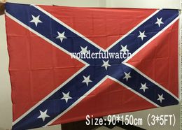 50pcs/lot USA Confederate Rebel Civil War Flag National Polyester Flag Banner Two Sides Printed Flag 5X3FT 75D DHL Free Shipping