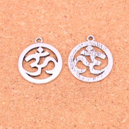 32pcs Antique Silver Plated Yoga OM Charms Pendants for European Bracelet Jewellery Making DIY Handmade 25mm