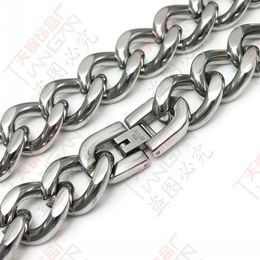 Mens Choose Size 10mm /15mm Wide 316L Stainless steel High Polished Curban Curb Chain Necklace 24'' for xmas / birthday Bling Jewelry Gifts