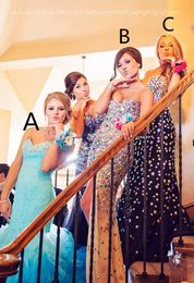 Black Blue Prom Dresses 2016 Beaded Crystal Rhinestone vestido de festa Evening Party Gown Sweetheart Graduation Dress Side Split vestidos