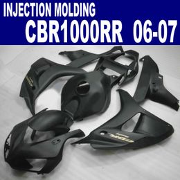 Injection molding plastic fairing kit for HONDA fairings CBR1000RR 2006 2007 all matte black aftermarket set CBR 1000 RR 06 07 AQ66
