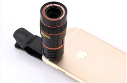 Universal 8X Optical Zoom Telescope Camera Lens Clip Mobile Phone Telescope For Smart phone in retail package 60pcs/lot