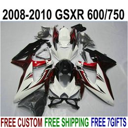 new aftermarket parts for suzuki gsxr750 gsxr600 2008 2009 2010 white red black fairings k8 k9 gsxr600 750 0810 fairing kit ks80