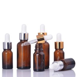 10ml 30ml Amber Glass Dropper Bottles w/ glass eye dropper pipette for essential oils aromatherapy fast shipping bottle F20172627