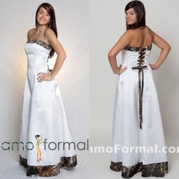 2015 Cheap Camo Wedding Dresses Custom Made Strapless A-line Floor Length Popular Bridal Gowns with Lace-up Back Saudi Arabic Style