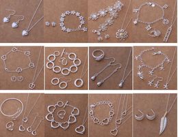 Free Shipping with tracking number New Fashion women's charming jewelry 925 silver 12 mix jewelry set 1457