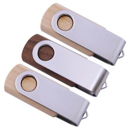 Free Custom Logo100PCS 128MB/256MB/512MB/1GB/2GB/4GB/8GB/16GB Swivel Wood USB Drive 2.0 True Capacity Memory Flash Pendrive Stick