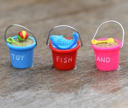 50pcs Resin Beach Bucket Miniatures Landscape Accessories For Home Garden Cake Decoration Scrapbooking Craft Diy