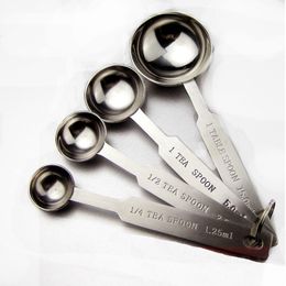 4-Piece Deluxe Stainless Steel Measuring Cups Measuring Spoons Valued Set For Baking Coffee Herb Spice New Wholesale