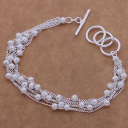 Free Shipping with tracking number Top Sale 925 Silver Bracelet Thin line Sand beads Bracelet Silver Jewelry 20Pcs/lot cheap 1582