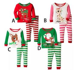 Mais recente Natal das Crianças Pijamas Set Meninos Meninas de Algodão de Ano Novo Sleepwear de Manga Comprida Boa Qualidade Crianças Pijama Terno