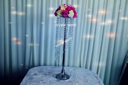 wholesale !!! elegant tall sliver crystal table centerpieces , metal flower stand for wedding decoration