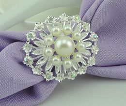 10pcs ABS Pearl Flower Napkin ring Serviette Buckle Holder Hotel Wedding Party Favour Decor