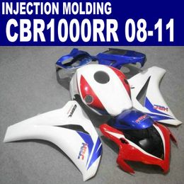 Injection Moulding ABS motorcycle parts for HONDA fairings CBR1000RR 2008-2011 CBR1000 RR white red blue fairing kit 08 09 10 11 #U72