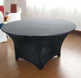 TableLux Round Spandex Cloth - 5Pcs 6ft Black, 210GSM, Wedding, Party, Hotel - High Quality, Stretchy, Wrinkle-free