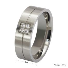 Rings Titanium Steel Cubic Zirconia Men Fashion Classic Rings Silver 8mm Size 713244Q