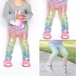 Kids Clothing Mermaid Style Baby Girl Leggings Print Gradient Colour Casual Long Pants Trousers Elastic Slim Fitness Leggings for 2-6 Years