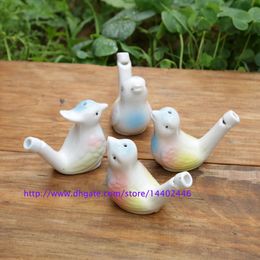 200pcs Noise Maker water bird whistle clay Birds ceramic china Glazed whistle-peacock Warbler Novelty whistles Sound Kids Toy