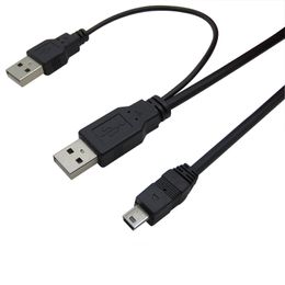 Usb 2.0 A to Mini B 5Pin Data Cable Cord With External USB A Male More Power Supply Cable