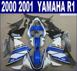 free shipping plastic fairing kit for yamaha 2000 2001 yzf r1 bodykits yzfr1 00 01 blue white black fairings set br36 7 gifts