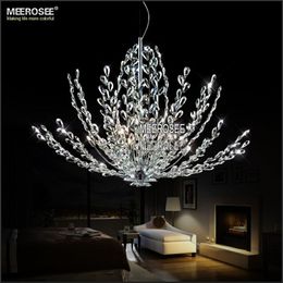 Modern Crystal Chandeliers Light Fixture Vintage Clear Chrome Pendant Lamp G9 Bulbs Included Indoor Lighting Floral French Lustre Hanging Suspension Light MD2367