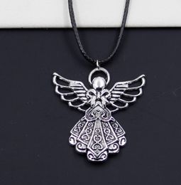 NEW HOT 20pcs/lot Vintage Silver Angel Black Choker Chain Necklaces Pendants Jewelry