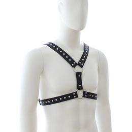 Sexy Gothic Male Leather Chest Bondage Body Harness Goth Strap Belts Mighty Studded Costume Fancy Wild Man Dress BDSM Sexual Play8970083