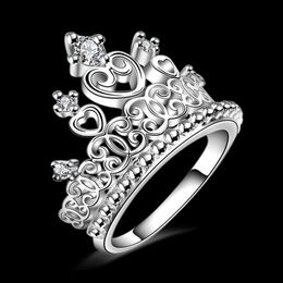 Free Shipping New 925 Sterling Silver fashion Jewellery High - grade Crown Princess temperament rings hot sell girl gift 1745