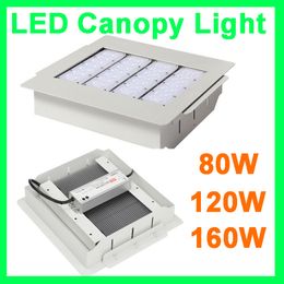 Gas Station Led Canopy Lights 80W 120W 160W AC90-305V Led Floodlights meanwell driver Cold White 5 years warranty+CE DLC CUL UL