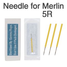 Free shipping 100pcs 5R Permanent Makeup Eyebrow Needle for Merlin tattoo machine 100pcs 5 prong Needle caps For Gift