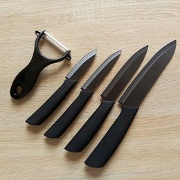 Cool Matt Black Ceramic Knife Peeler Set 3 "4" 5 "6" Chef Paring Fruit Utility Black Blade 5pcs Set av Meow