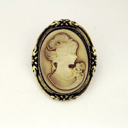 Vintage Queen Lady Cameo Black Enamel Bronze Brooches Pins 80Pcs