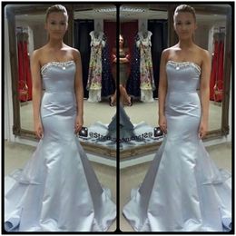 2016 Gorgeous Grey Mermaid Evening Dresses With Crystal Sweetheart Beaded Collar Floor Length Women Formal Gowns