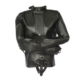 w1023 Sexy Women/men PU Leather Coupless jacket Up Bondage Straitjacket Costume Harness