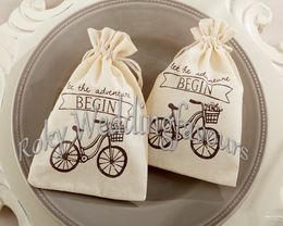 FREE SHIPPING!50pcs/lot!Vintage Victorian Black Bicycle Muslin Bridal Shower Wedding Favour Bags,party gift bags