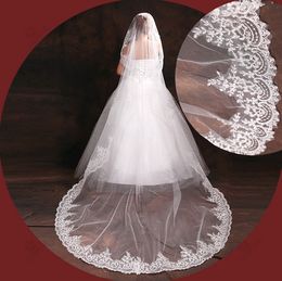 Hot Cheap Luxury Bridal Veils Three Metres Long Vintage Wedding Veils Real Image Lace Applique Crystal Cathedral Free Shipping