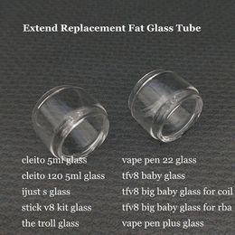 Fat Extend Expansion pyrex replacement bulb glass tube for pen 22 plus tfv8 baby big cleito 120 ijust s stick v8 kit the troll tank