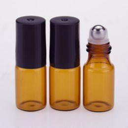 Wholesale 3ml Roll on Glass Bottles Essential Oil Empty Aromatherapy Perfume Bottle With Metal Glass Roller Ball DHL Free Shipping