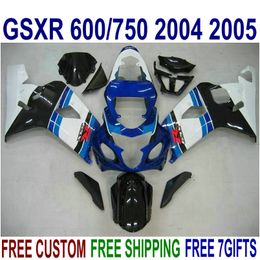 abs full fairing kit for suzuki gsxr600 gsxr750 2004 2005 k4 gsxr600 750 04 05 white black blue high grade fairings set r35j
