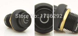 20 Pcs 12mm Self-locking Black Plastic Push Button Switch with Power Symbol