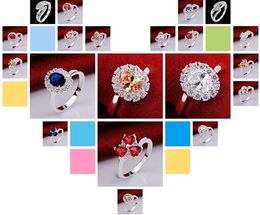 Mixed 20 style 20pcs/lot Luxury Crystal Ring 925 Sterling Silver Plated Fashion Silver Jewellery Rings Girl/woman fashion Jewellery