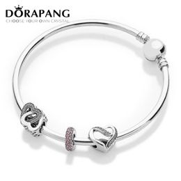 DORAPANG 925 silver products european-american simple style heart accessories with bracelet diy bracelet lover gift