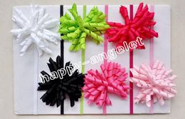 Baby Stretchy Headband Korker Bow Flower Clip Hairband hot sale skinny Elastic slender rubber band Gymboree style hair ties 12PCS PD013