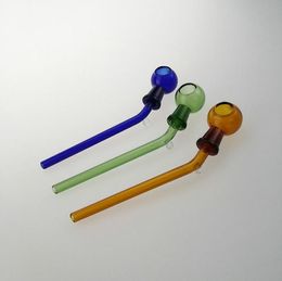 free shipping new Colour high borosilicate blown ball + stem pipe / glass bong, Dimensions: Length 135mm, Colour random delivery