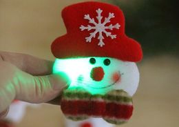 christmas 3.5inch flash cloth art brooch Santa Claus luminous brooch Christmas decorations Christmas gifts free shipping BP001P